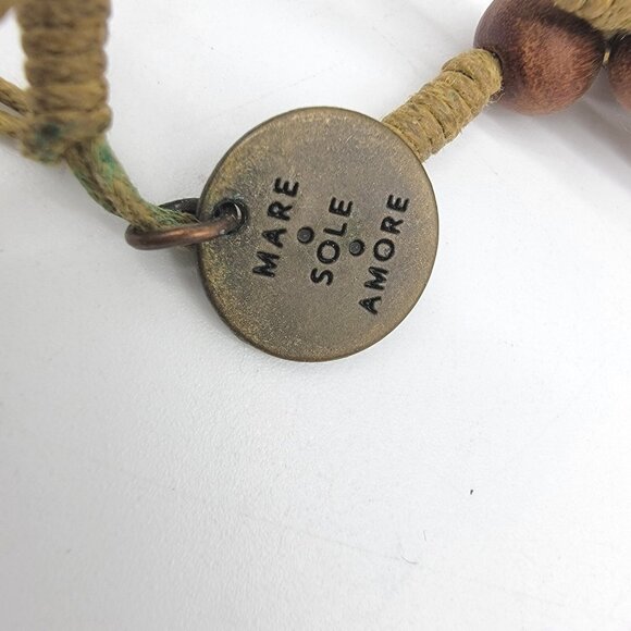 Mare Sole Amore Signed‎ Mixed Material Blue Gray Beaded Tassel Necklace Boho - Picture 5 of 6